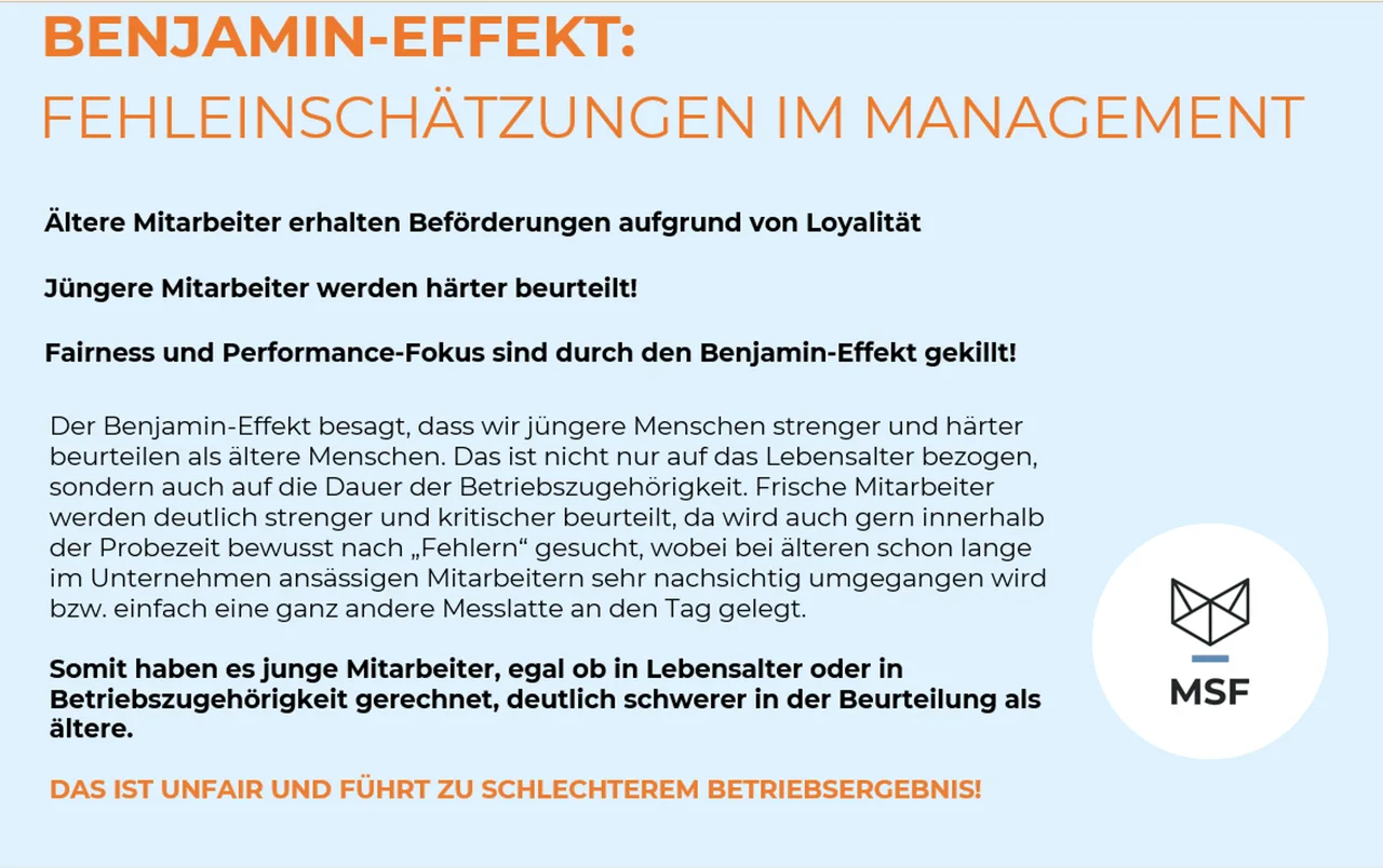 Abbildung zum Beitrag „Benjamin Effekt: Beurteilungsfehler im Management führen zu gravierenden Fehlentscheidungen“